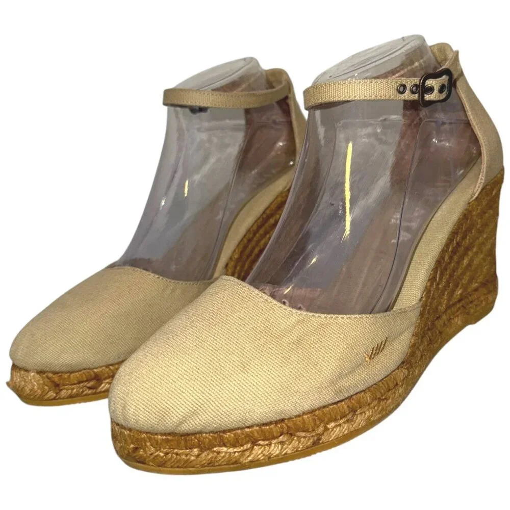 Viscata Barcelona Estartit Canvas Espadrille Wedge Heel Sandals 41 10 Closed Toe